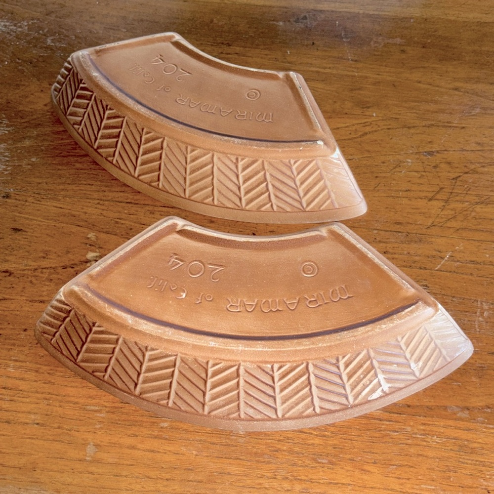 VTG Miramar of Calif.©️ marked 204 MCM (2) light brown pottery serving dishes